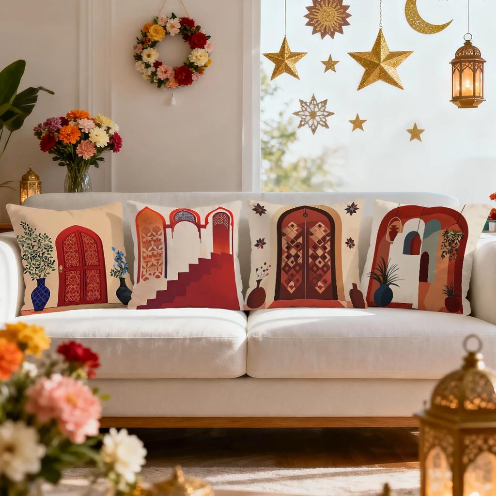 Islamic Architecture Floral Patterns Cushions Pillowcase Polyester Cushion Cover Throw Pillow Pillowcover Home Car Sofa Decor