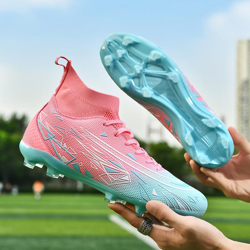 Ronaldo Assassin's New High-top Football Shoes Men's Broken Nails Children's Boys and Girls Adult Velvet Warm Training Shoes