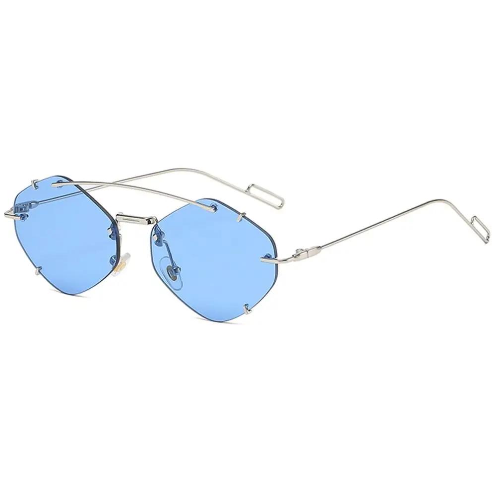 Vintage Hexagon Sunglasses Retro Rimless Sun Glasses Trendy 2000s Shades Fashion Y2K Accessories UV400 Protection Eyewear