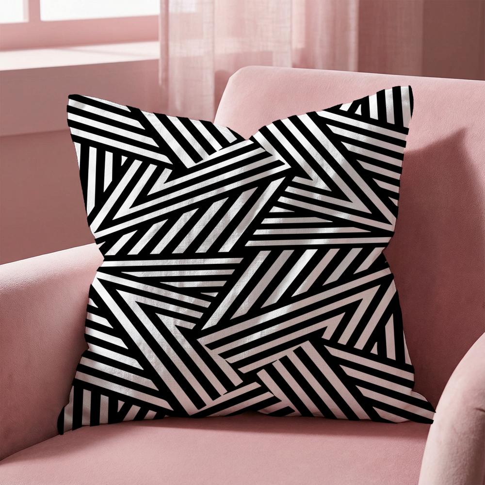 Geometric Line Texture Cushion Cover MultiScene Pillow Cover for Home Car Reversible Soft Durable for Daily Use