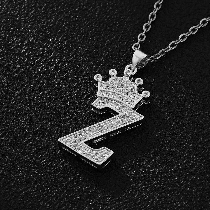 Fashion Luxury A-Z Crown Alphabet Pendant Chain Necklace Punk Style Lucky Initial Name  Best Party Wedding Birthday Gift