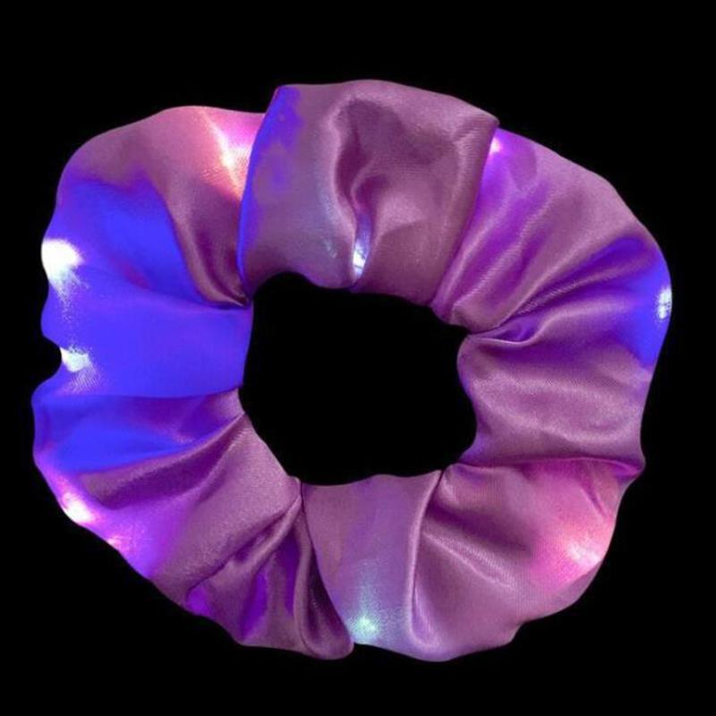 Popular Flashing Light Up hair tie LED Luminous scrunchies Women girls glowing Scrunchy Hair Rope Halloween luminous hairband