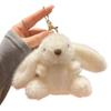 Fluffy Soft Rabbit Plush Pendant Metal Ring Rabbit Plush Key Ring Rabbit Fur Keychains  Women Girls