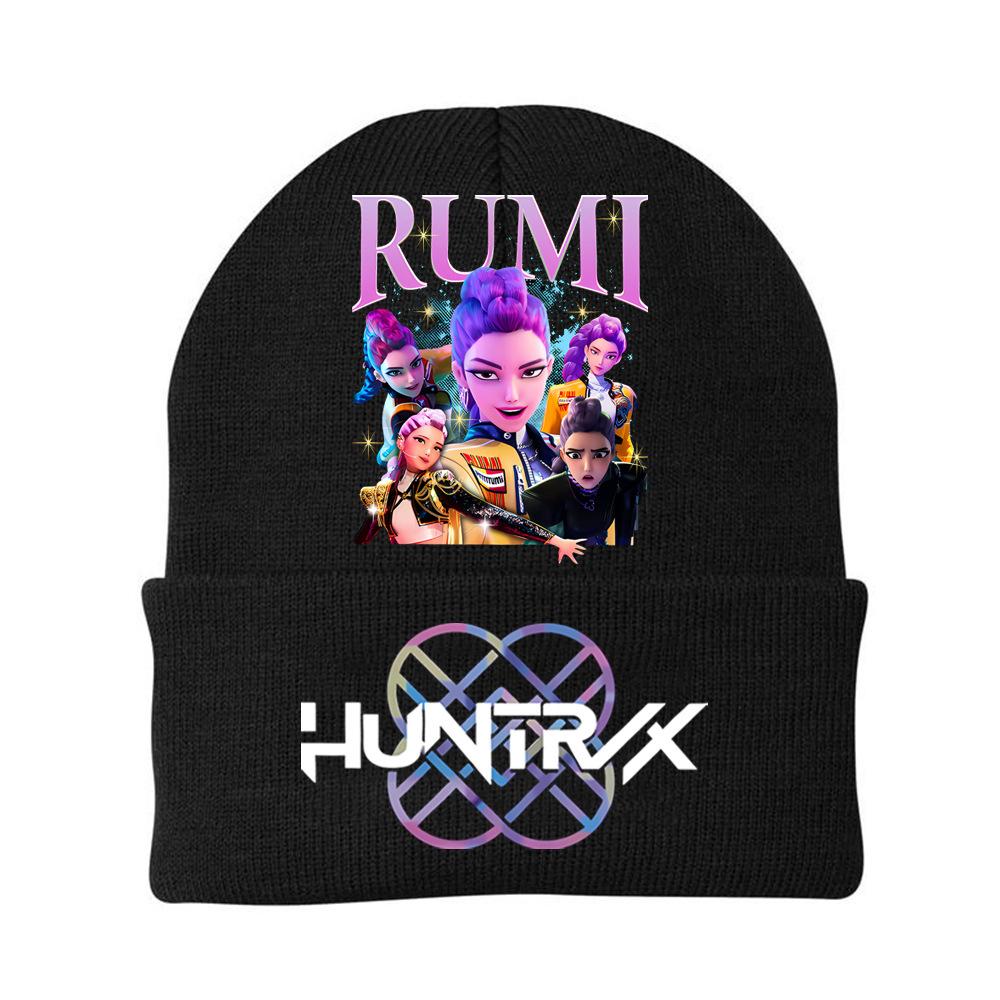 K-Pop Demon Hunters Kids Boys Girls Rumi Zoey Mira Knitted Hat Velvet Hat Autumn Winter Warm Kids Knitted Cap