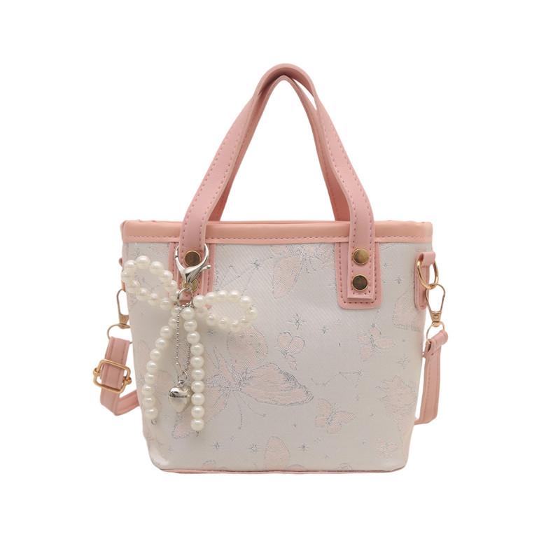 

Новая сумка-ведро на плечо и через плечо в китайском стиле с принтом бабочек для женщин, 2025 Without Pendant розовый