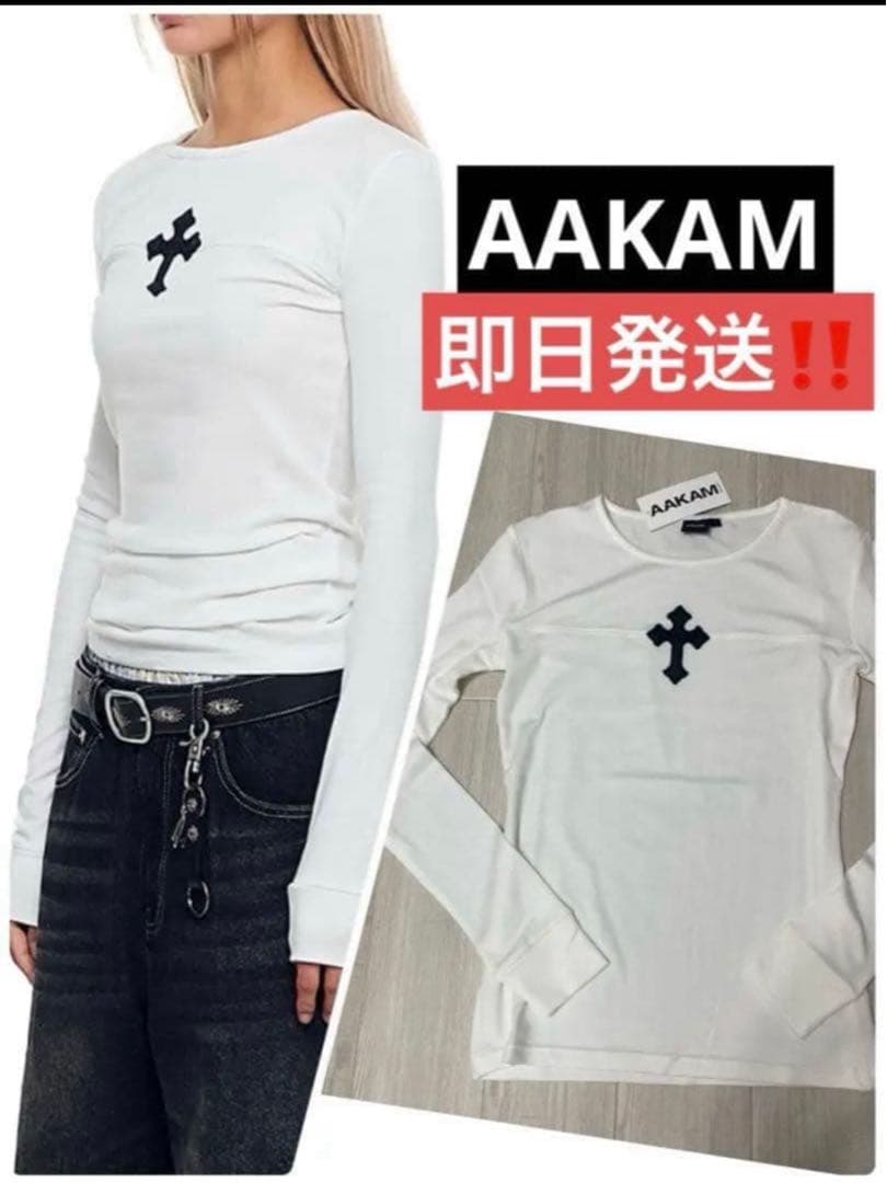 

[USED] AAKAM Cross Embroidered Long Sleeve T-Shirt Size 1 MUSINSA Sold Out Popular Product Daesung