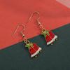 1 Pair of Elegant Ladies' Christmas Bell Bow Pendant Earrings - Rose Gold/Green Hoop Earrings,  Christmas Party Jewellery