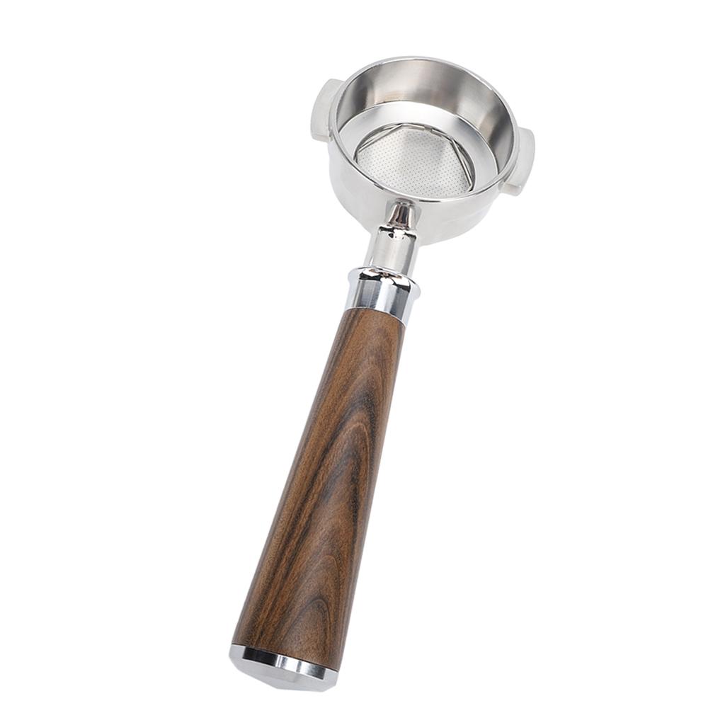 58mm Bottomless Portafilter Single Spout Stainless Steel Coffee Portafilter   Wood Handle