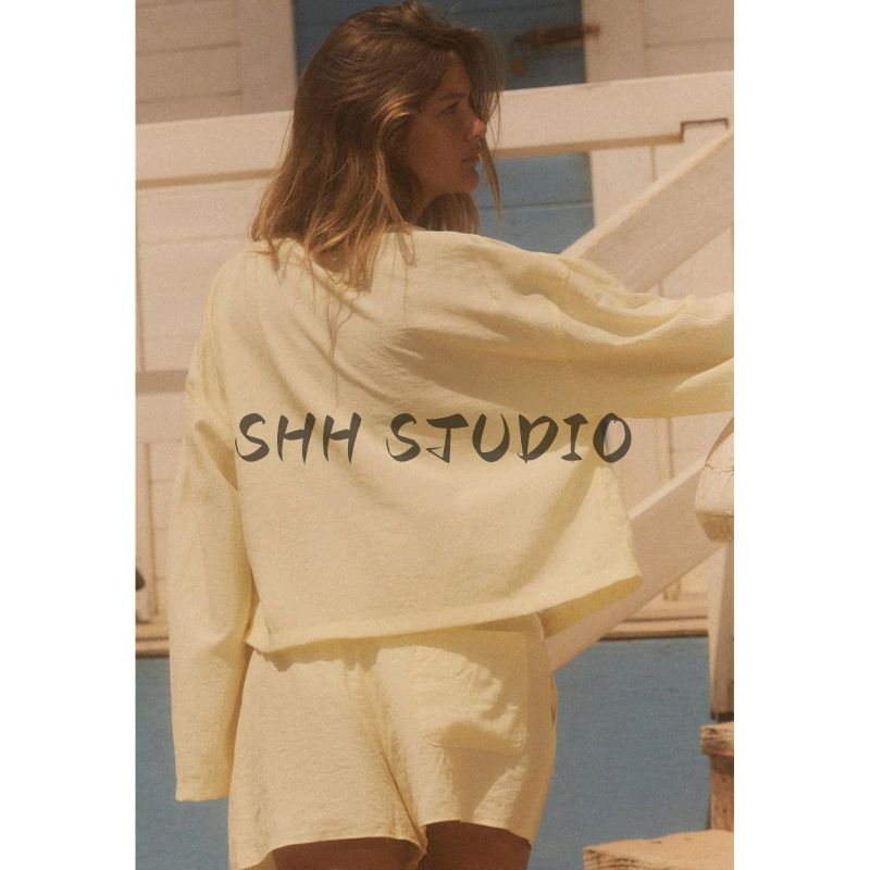 Casual Suit Women's Wrinkle Effect Kimono Coat 5427733 Wrinkle Effect Shorts 1255451