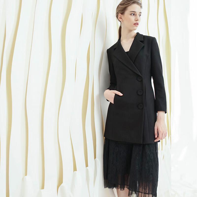 

Raphenny Women s Classic Black Wool Blend Long Coat XL