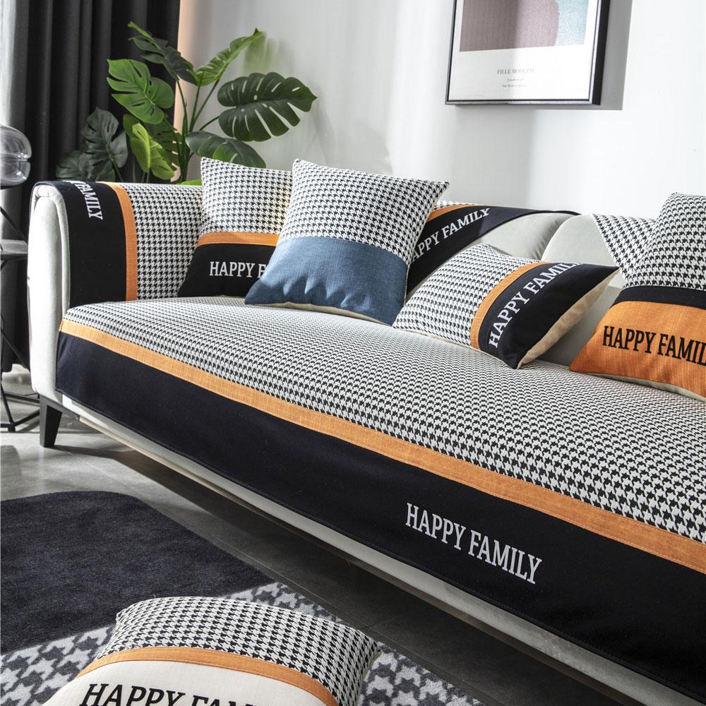 Husă de lux pentru canapea din chenilă cu carouri, 3 locuri, antiderapantă, patchwork jacquard, husă pentru canapea, fotoliu rabatabil, protector de mobilier în formă de L