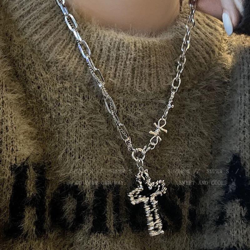 Punk hiphop cross necklace women's long hip hop sweater chain accessories men's trend fashion collarbone chain