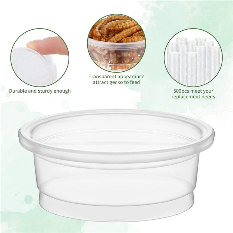 Gecko Food And Water Cups 300 Pcs Small Plastic Feeder Reptile Accessories Reptile Water Bowl