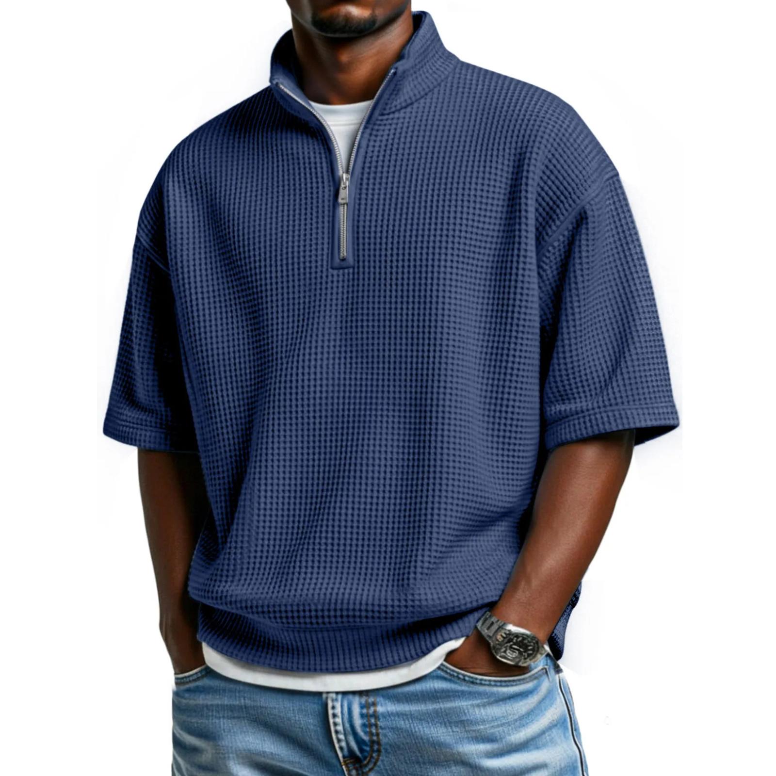 

Men s Casual Quarter-Zip Short-Sleeve Top XXL темно-синього кольору