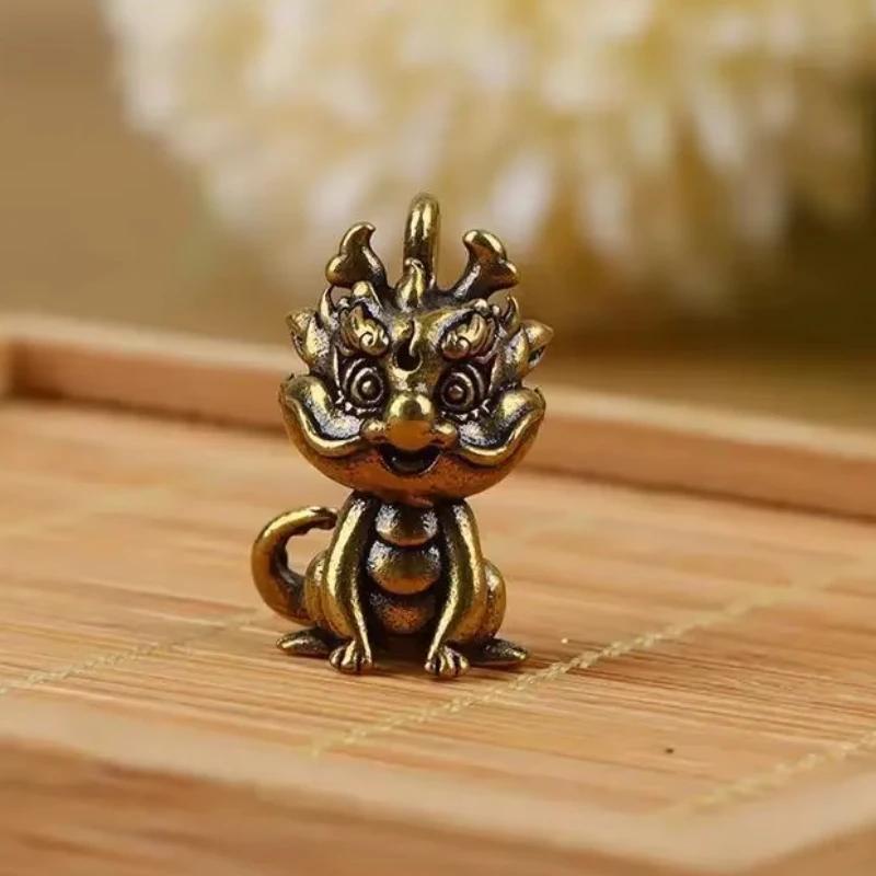 1Pc Vintage Statue Figurine Wealth Brass Pixiu Decor Prosperity Chinese Style Ornament Dragon Luck Animal Mini Home Accessories