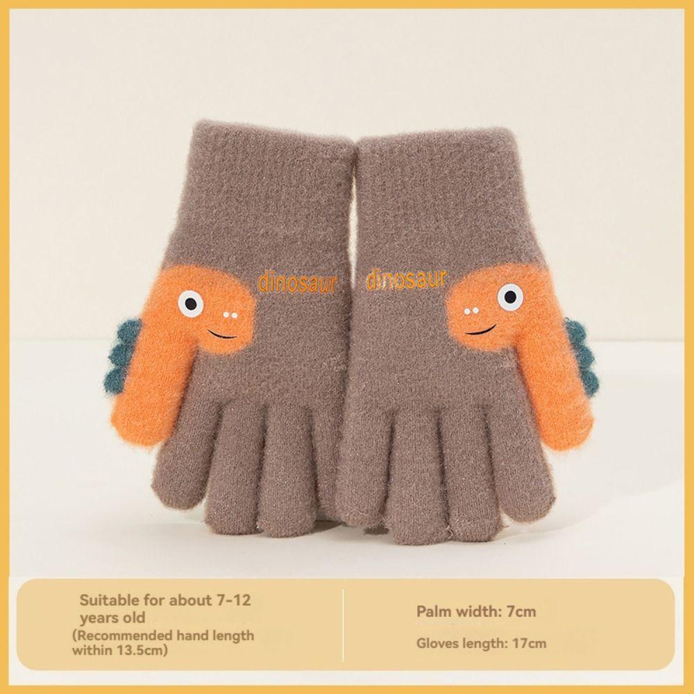 Warm Plush Five-finger Gloves 7-12 Years Old Kids Gloves Cute Winter Knitted Gloves  Boys and Girls