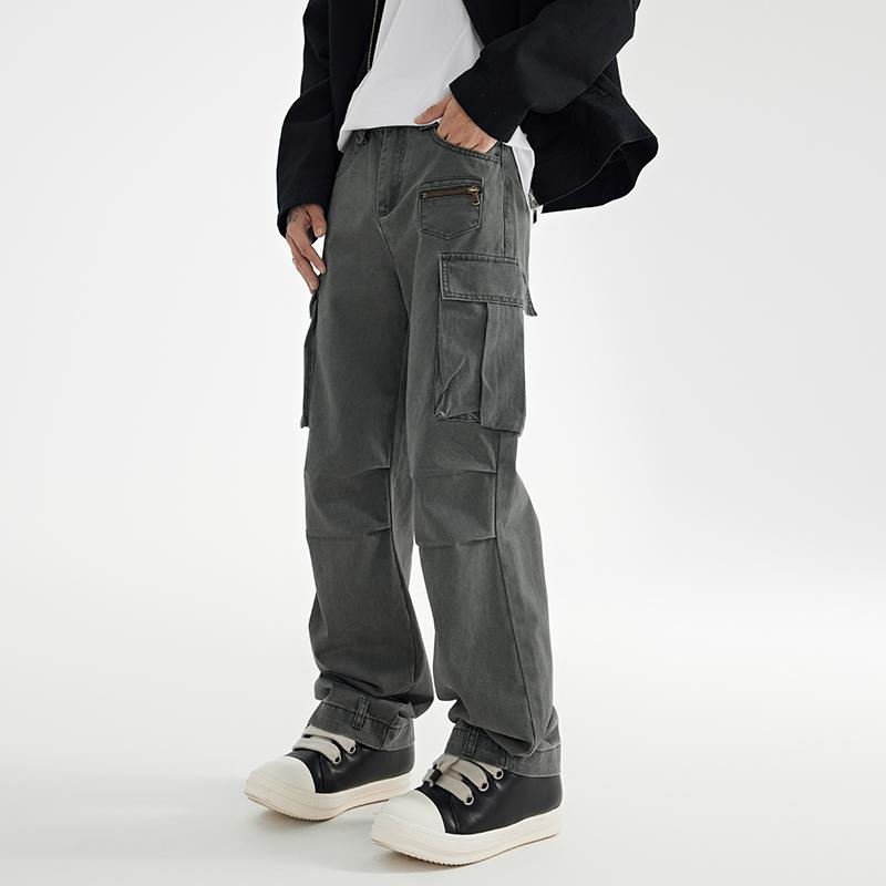 American high street tooling pants men's spring new multi-pocket straight-leg pants ins trendy brand handsome loose casual pants