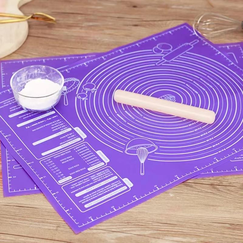 Non-Stick Silicone Pad Baking Sheet Cupcake Dessert Mat Baking Mat with Scale Pastry Boards Cookie Decorating Tools - 45x60cm