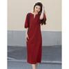 Demana Summer Petite Linen Blend Round Neck Straight Dress