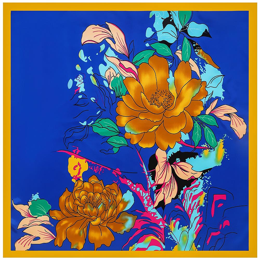 New Fashion Brand Scarf For Ladies Flower Print Silk Scarf Women Square Bandana Large Hijab Female Shawl Scarves Warps