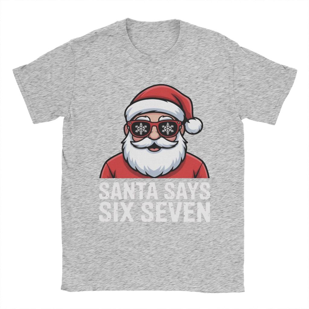 Meme Funny Six Seven Christmas Meme Santa TShirt for Unisex Novelty Cotton Tees Short Sleeve T Shirts Plus Size Tops