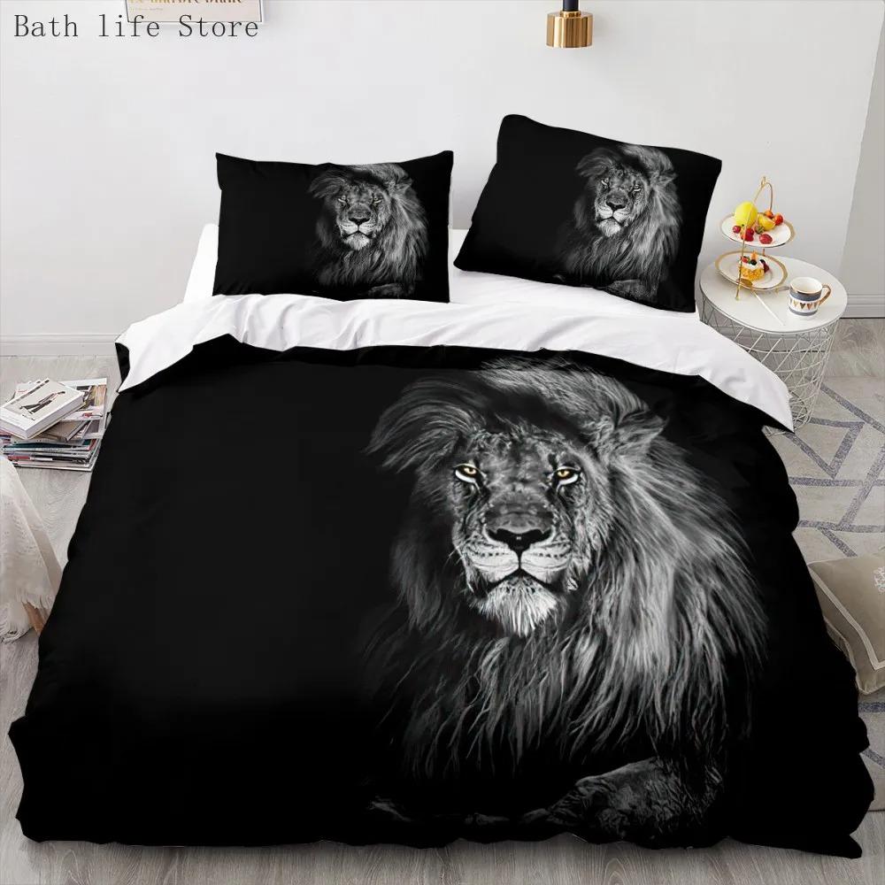 Lion Animal Pattern Bedding Sets Luxury Duvet Cover Double King Size Home Bedclothes Pillowcase For Adults Polyester Bed Linens