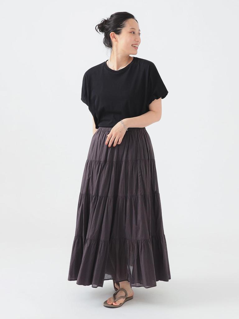 BEAMS Life Store by Beams Women's Indian Tiered Skirt (S-M) Ink Black