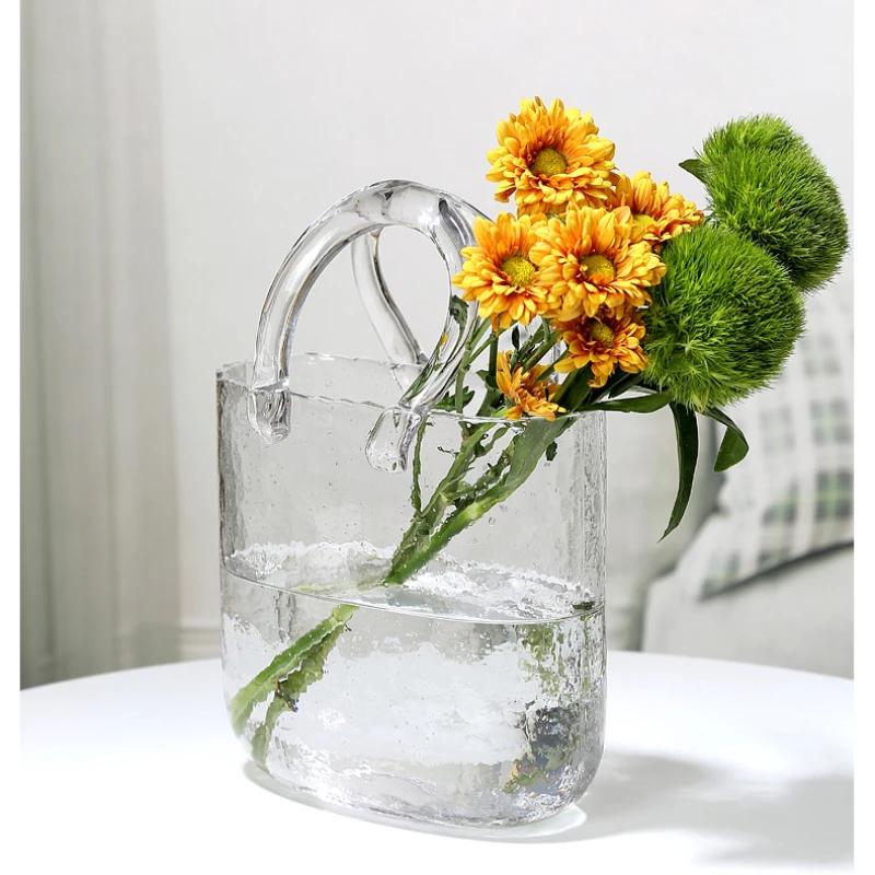 Arredamento per la casa nordico Stile nordico Ins Borsa originale Vaso in vetro Borsa di design Cesto di fiori idroponici Allevamento di pesci