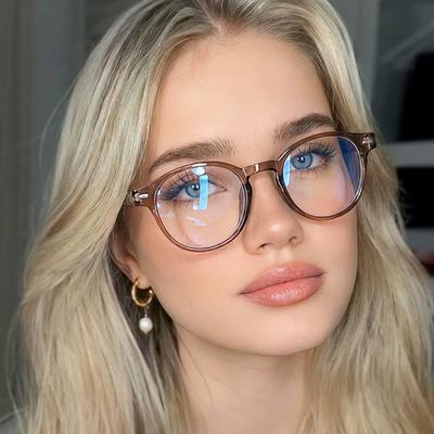 Minimalist High End Round Anti Blue Light Glasses Daily Commute Business Eyeglasses Frame Blue Light Blocking Computer Glasses