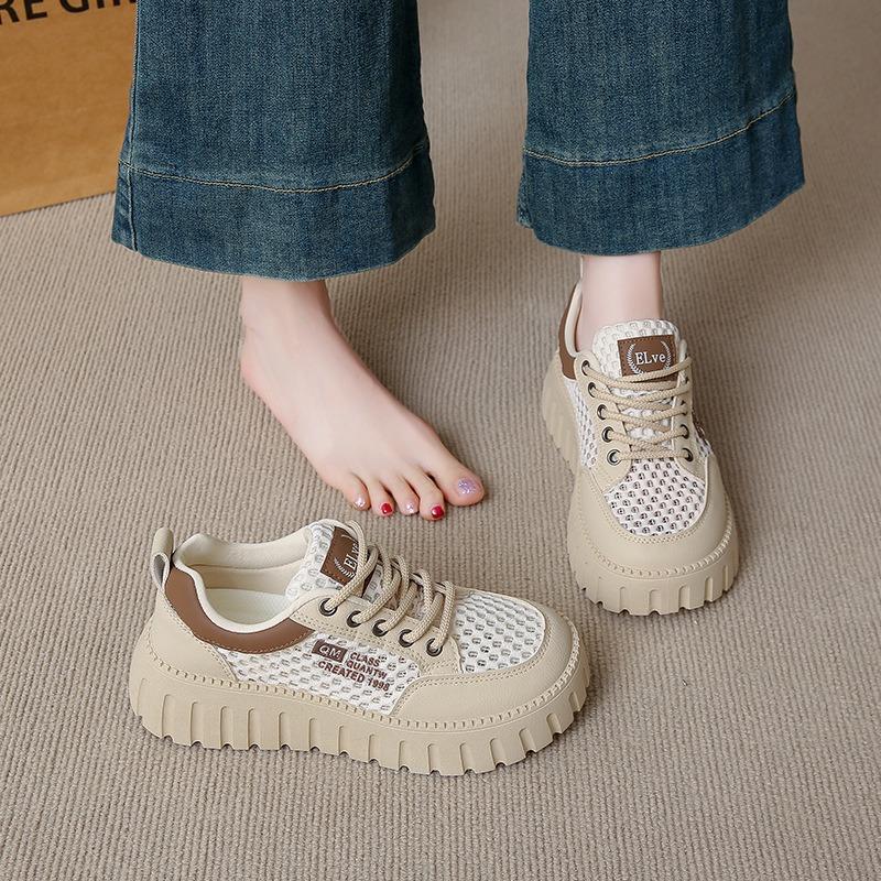 Summer Little White Shoes New Female Students Heightening Mesh Breathable Board Shoes Casual Shoes 2-