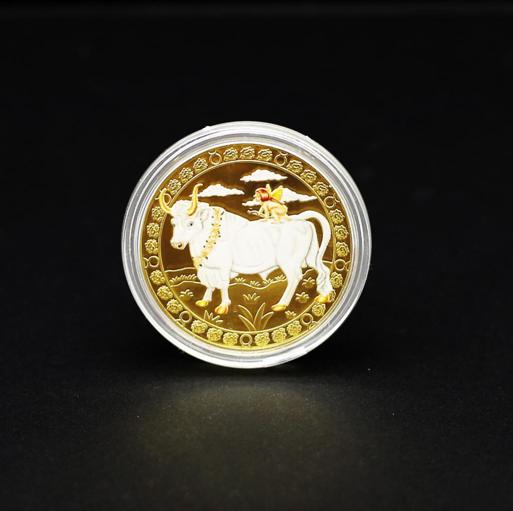 12 Signs Commemorative Medals Gold-Tone 12 Signs Collectible Wishing Commemorative