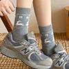 Socks Pure Cotton Tube Socks Season Retro Small Snowflake Elk Cotton Boneless Stacking Socks