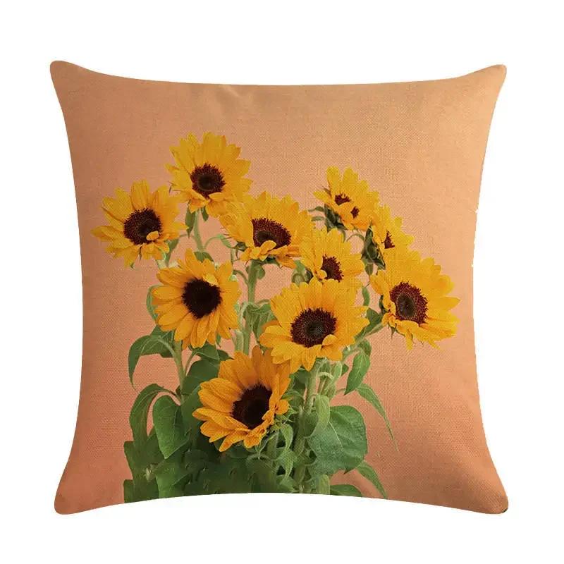 New 45*45Cm Yellow Sunflower Pillowcase Linen Pillowcase Home Sofa Decorative Cushion Cover