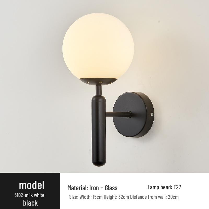 

Скандинавский стеклянный настенный светильник для спальни, гостиной виллы, прикроватной тумбочки, внутреннего коридора, прихожей, балкона или дверного проема. With 5W Warm Light Bulb