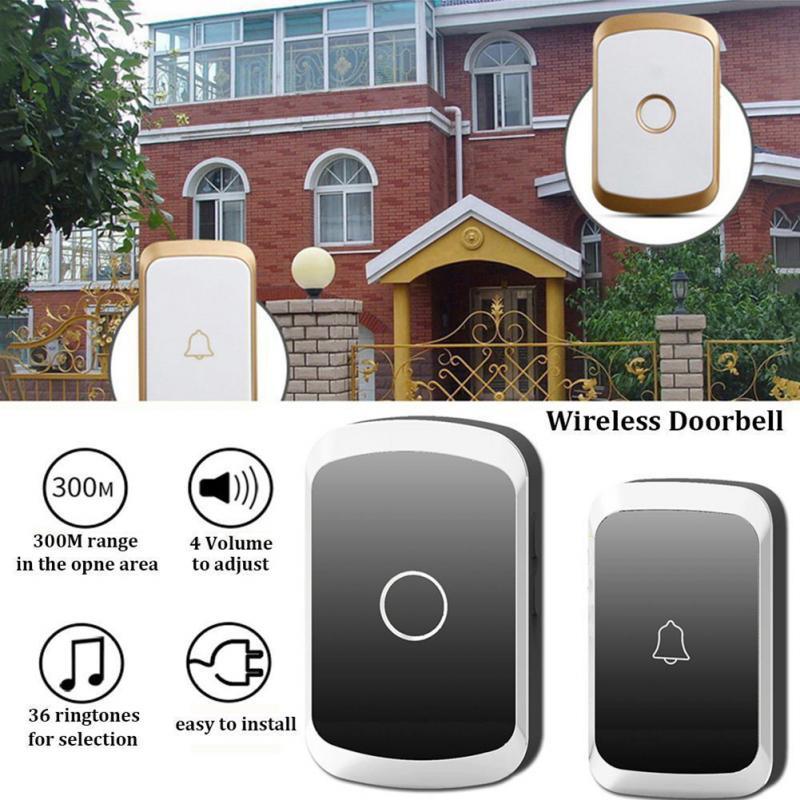 Home Security Welcome Wireless Doorbell Smart Home Door Bell Alarm LED Light 36 Songs With Waterproof Touch Button Smart Alarm
