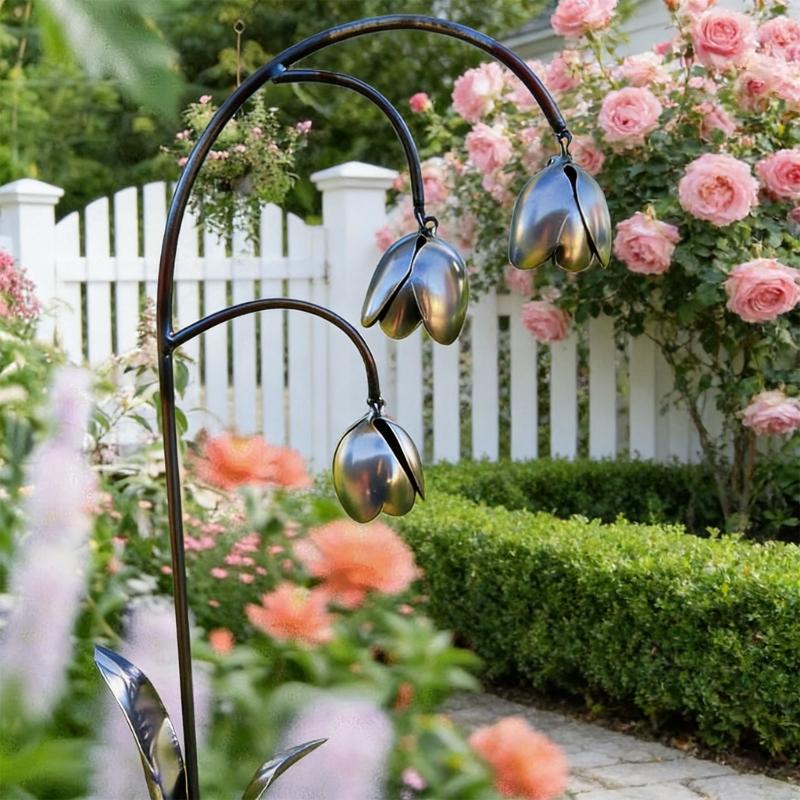 Iron Flower Garden Stake Antique Lilies of the Valley Metal Wind Chime Sculpture For Yard Lawn Backyard Decoration