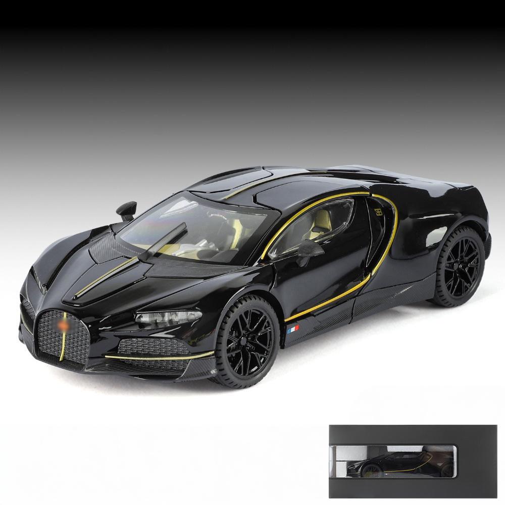 1:24 Tourbillon Supercar Toy Car Model Alloy Diecast Vehicle Miniature Sound & Light Pull Back Collection Gift Children Boy Kids
