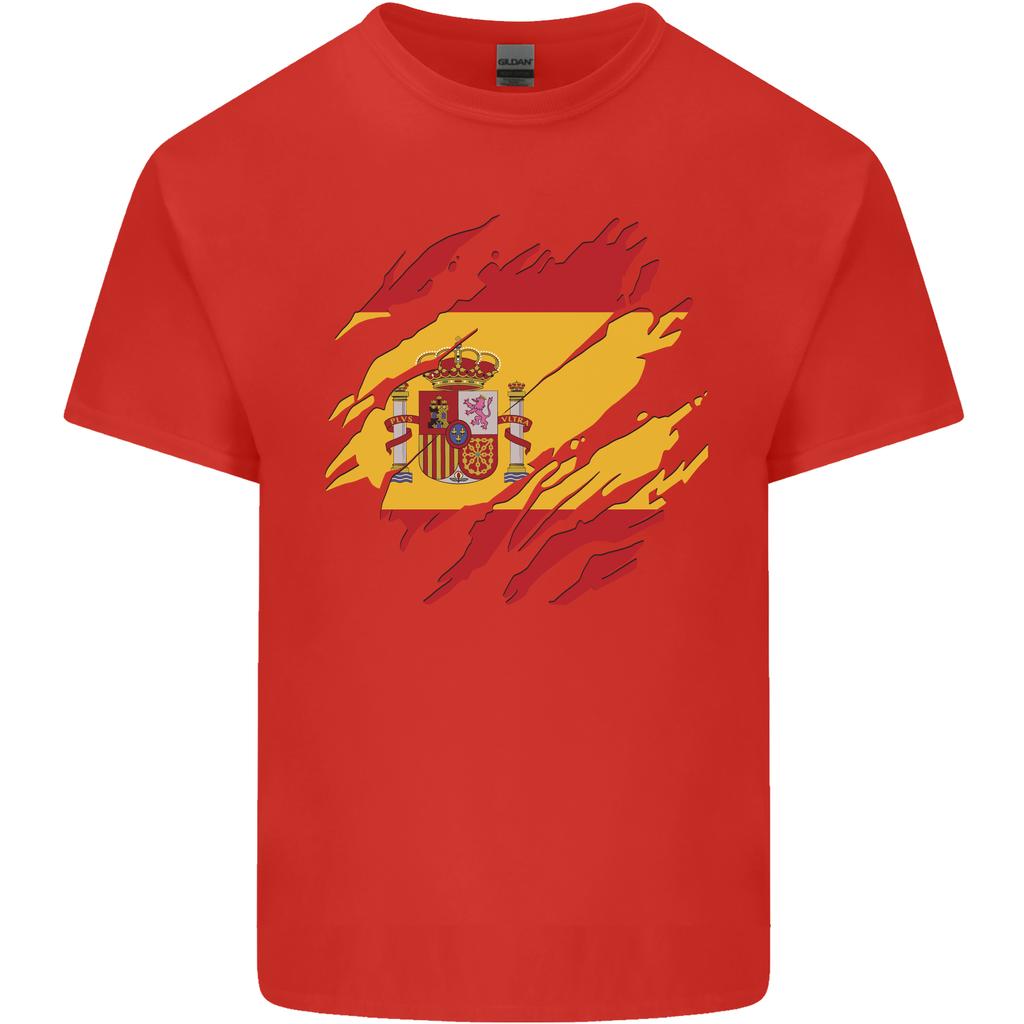 Torn Spain Flag Spanish Day Football Unisexs Light Cotton TShirt