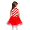 Kids Girls Christmas Costume Tulle Tutu Dress Candy Stripe Sleeveless Metallic Collar for Stage Performance Theme Party Holiday