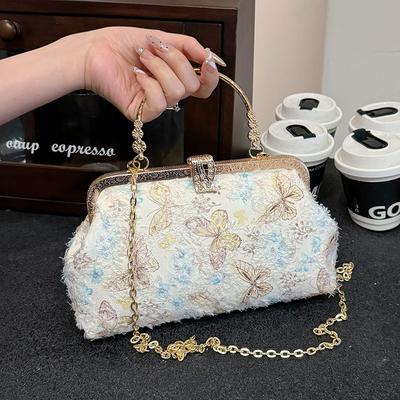 Fashion Niche Embroidered Cheongsam Bag High Sense Versatile Women's Dinner Mouth Gold Bag