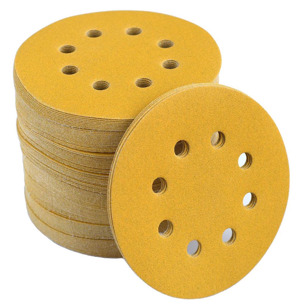 100PCS 5-Inch 8-Hole Hook and Loop Sanding Discs 120-Grit Random Orbit Sandpaper, 100-Pack