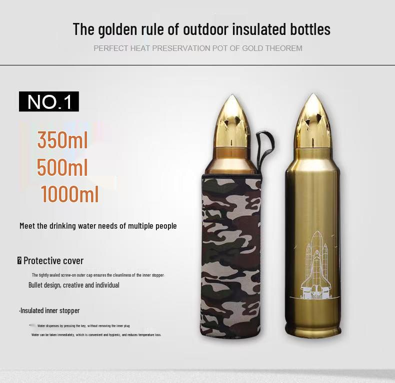 Creative Thermos 304 Stainless Steel Insulated Water Bottle for Outdoor Sports – Portable with Logo Printing Option