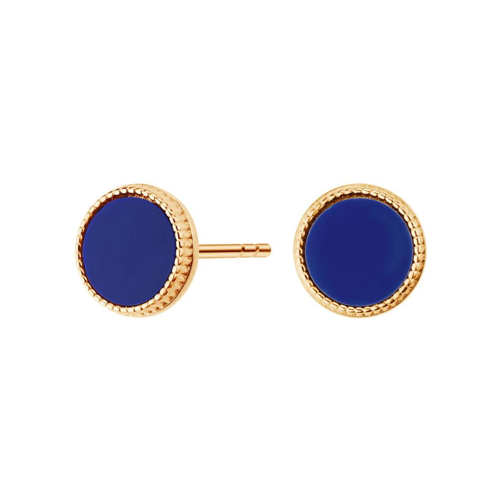 Blue Lapis Hoop Earrings 8mm | 925 Gold Plated Silver - Kks56474Y