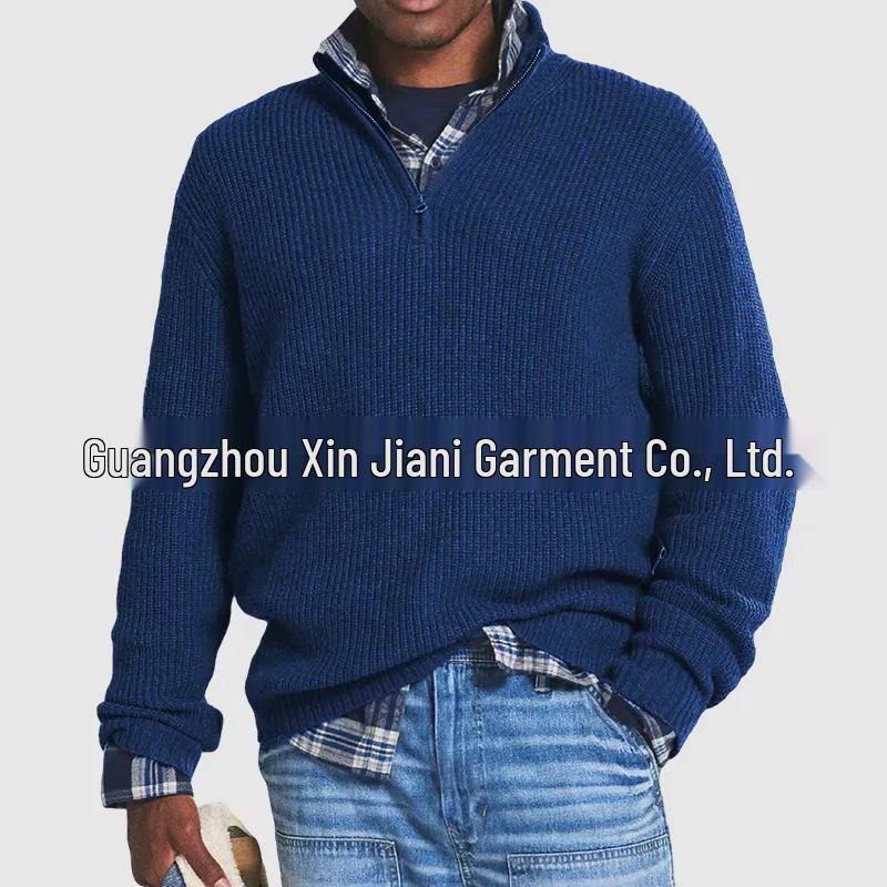 Men’s Business Casual Stand-Up Collar Zipper Sweater - Autumn/Winter 2025 Collection.