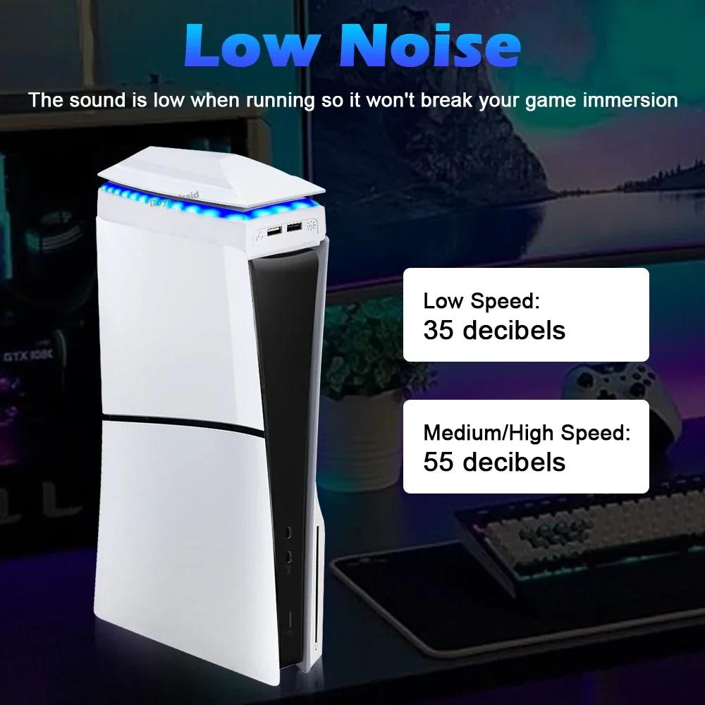 Ventola di Raffreddamento Superiore per PS5 Slim con Luce LED RGB Radiatore Host di Gioco Ventola di Raffreddamento Superiore Antipolvere per Console PS5 Slim