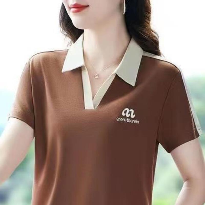 

Футболка женская Mom s Summer с коротким рукавом, новая летняя свободная футболка с узкими лацканами, повседневный топ 4XL