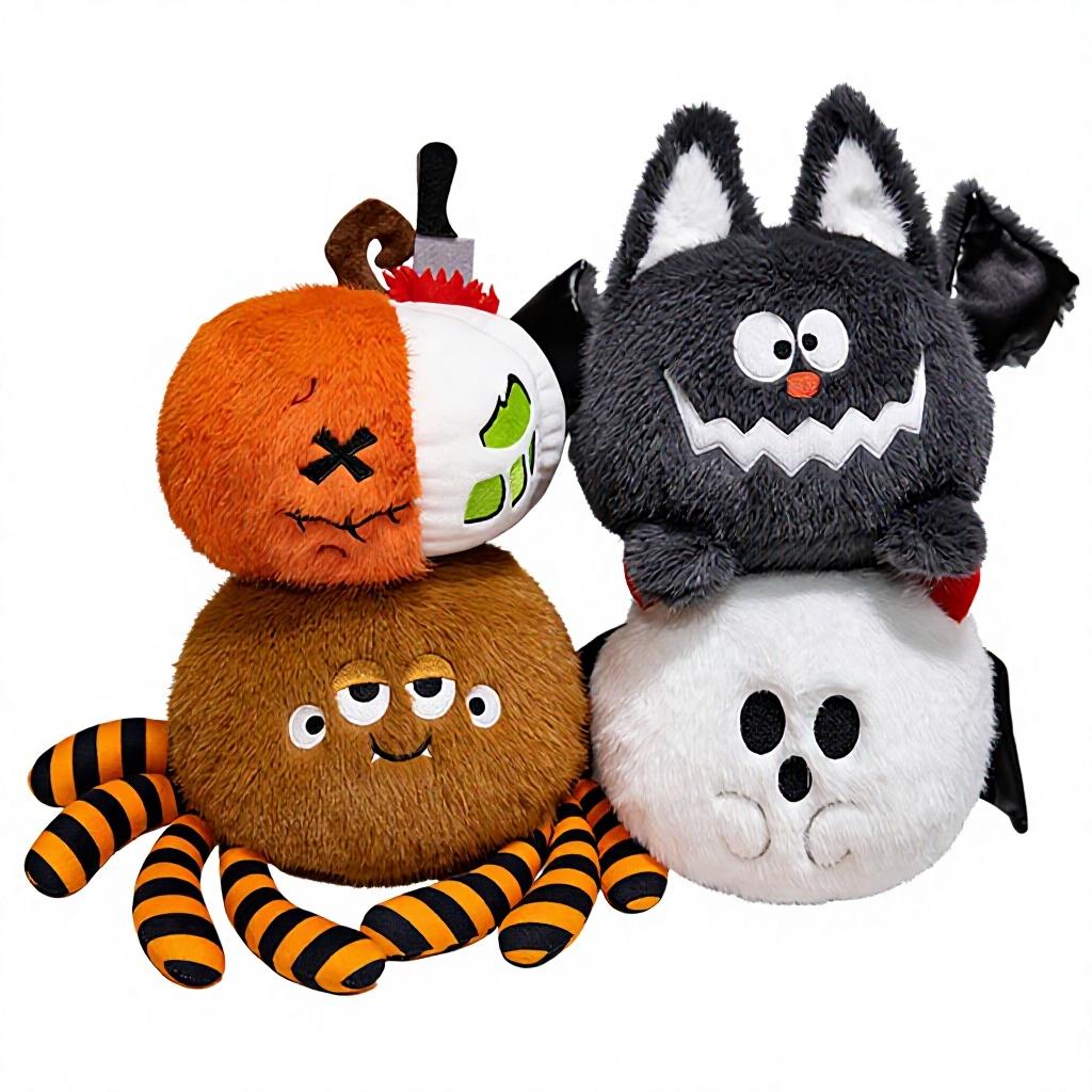 Cross-border New Spooky Halloween Pumpkin Bat Plush Dolls Ghost Spider Designs Super Soft Plush PP Cotton 11-30cm Height