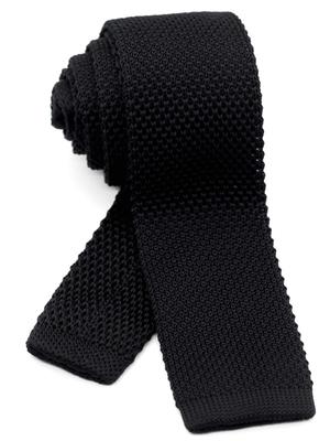 [WANDM] (Wandam) 5,5 cm breite Strickkrawatte, waschbar, einfarbig schwarz.
