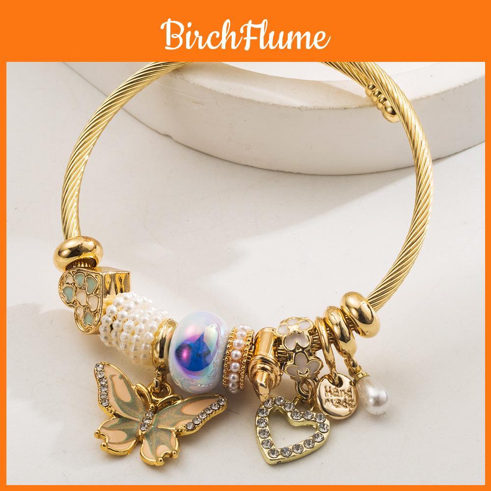 Butterfly Heart Pendant Bracelet With Rhinestones For Women And Gift Giving