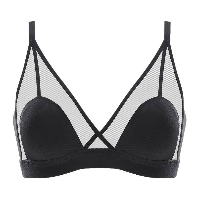 French summer thin big chest small without steel ring soft support ultra-thin sexy breathable small chest flat chest triangle cup underwear